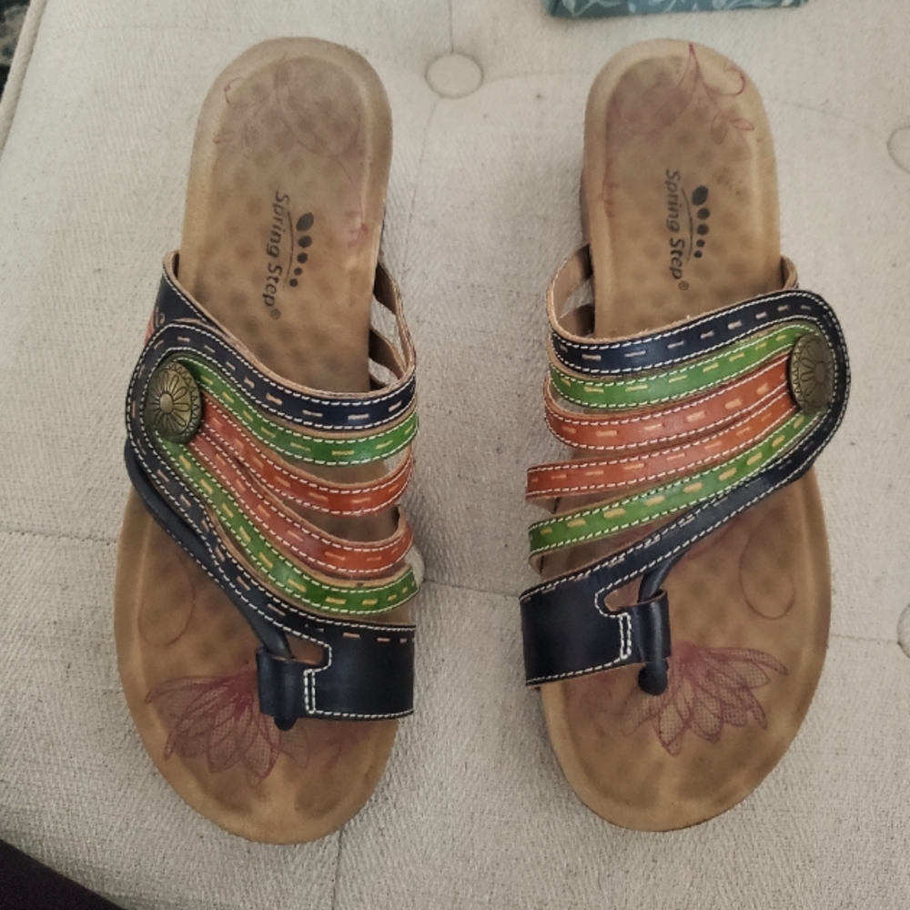 Spring Step Calen Navy Sandals Sz 39